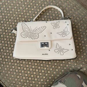 Aldo Cream Studded Butterfly Handbag
